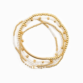 Gold Beaded Variety Stretch Bracelet Set