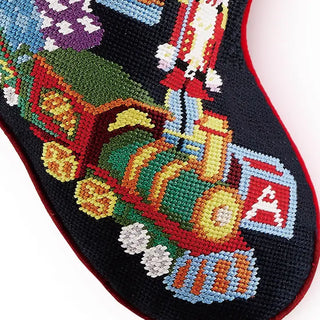 Toy Train Embroidered Stocking