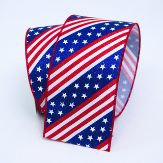 Patriotic Stars and Stripes Ribbon, 2.5" X 10YD