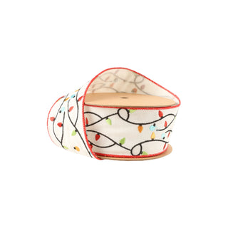 Embroidered Christmas Lights Ribbon, 2.5" X 5YD