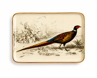 Pheasant Metal Trinket/Desk Tray