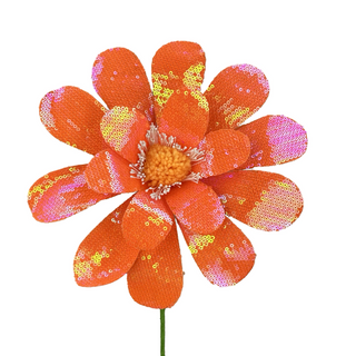 Orange Sequin Daisy Spray
