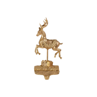 Golden Santa Reindeer Stocking Holder
