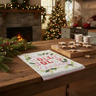Holly Joy With Pom Pom Kitchen Towel