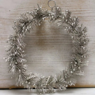 Champagne Glittered Pine and Mini Berry Wreath