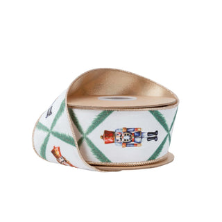 Nutcracker with Northfolk Pine Reversible Ribbon, 2.5" X 10YD