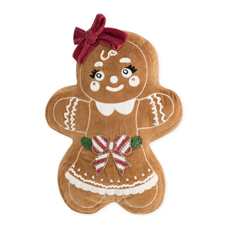 Gingerbread Girl Embellished Pillow