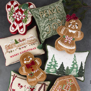 Gingerbread Girl Embellished Pillow