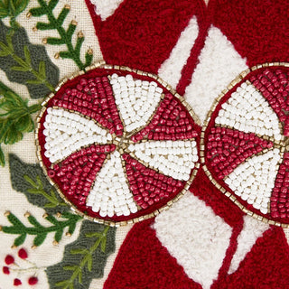 Candy Canes Embellished Pillow