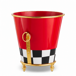 Red & Black Checkered Footed Planter