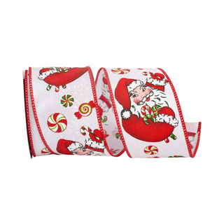 Santa And Candy Wired Edge Ribbon, 2.5" X 10YD