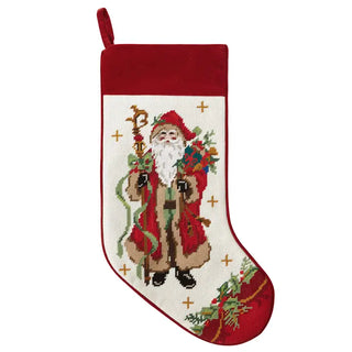 Santa with Staff Needlepoint Stocking