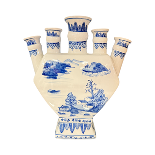 Blue and White Canton Finger Vase