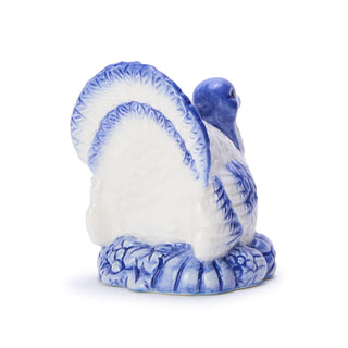 Blue & White Turkey Candleholder Set