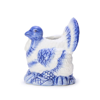 Blue & White Turkey Candleholder Set