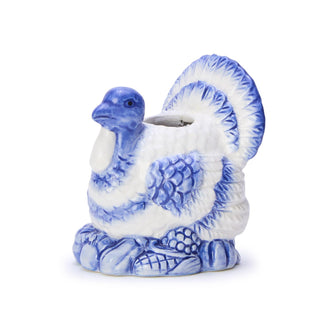 Blue & White Turkey Candleholder Set