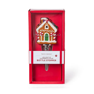 Gingerbread House Light-Up LED Bottle Stopper in Gift Box