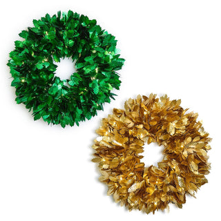 Tinsel and Holly LED Light-Up Metallic Wreath