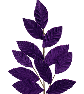Dark Purple Velvet Magnolia Leaf Spray