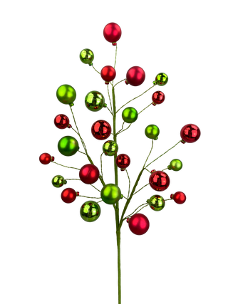 Red & Green Ball Ornament Spray, 30"