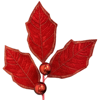 Red Holly Leaf Spray