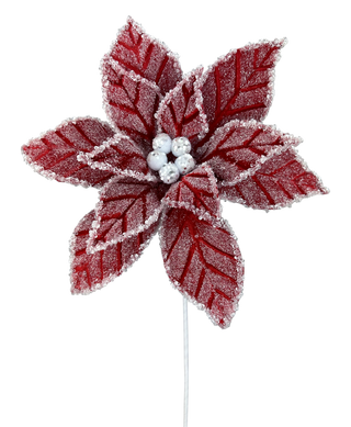 Red Icy Poinsettia Stem