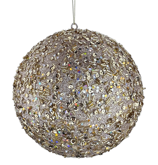 Champagne Sequin Glitter Ball Ornament, 8"