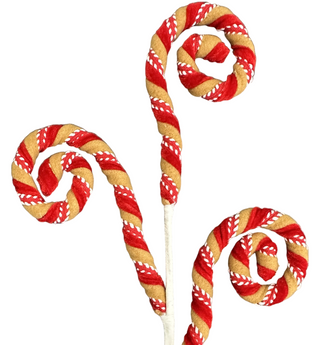 Red, White & Brown Stripe Spiral Curly Spray
