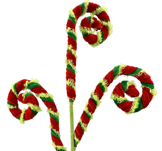Red & Green Thin Stripe Spiral Curly Spray