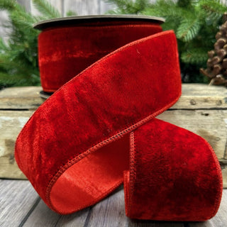Crown Velvet Metallic Back Red Ribbon, 2.5" X 10YD