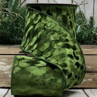 Green Highlight Velvet Ribbon, 4” X 10YD