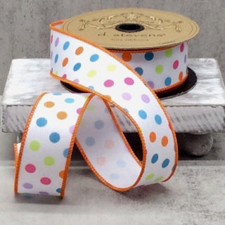 Linen Colorful Polka Dots Ribbon, 1.5“ x 10YD