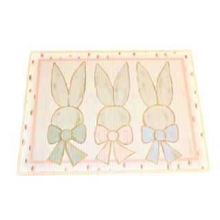 Pastel Bunny Trio with Bows Bamboo Mat