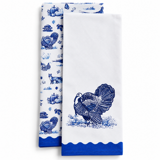 Falling for Blue Toile Dish Towels, Set of 2