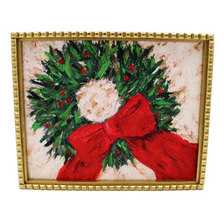 Framed Wreath with Red Bow