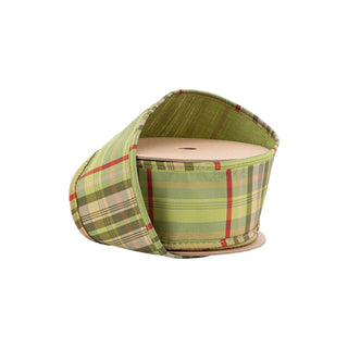 Moss Plaid Piping Dupioni Ribbon, 2.5" X 10YD