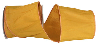 Dupioni Supreme Wired Edge Ribbon, Mustard, 4"x10YD
