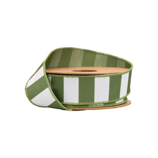 Green and White Striped Ribbon, 1.5" x 10YD
