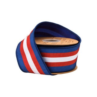 Dupioni Red, White, Blue Stripe Ribbon, 2.5" x 10YD