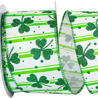 Clover Glitter Stripes Ribbon 2.5" x 10YD