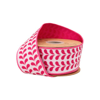 Dupioni Pink and White Petal Ribbon, 2.5" x 10YD