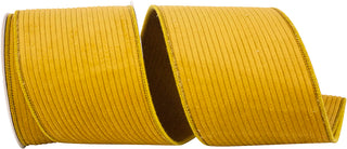 Corduroy Deluxe Mesh Backed Wired Edge Ribbon, Mustard, 4"x5YD