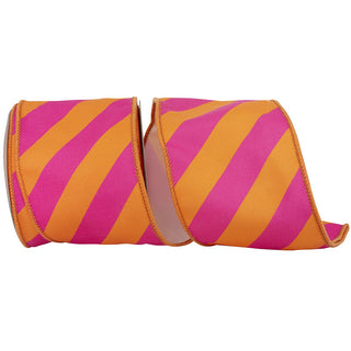 Jumbo Pink & Orange Stripe Canvas Ribbon, 4" X 10YD