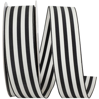 Black & White Stripe Ribbon, 1.5" x 25Y