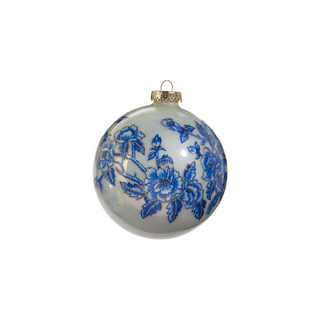 Blue Floral Ball Ornament