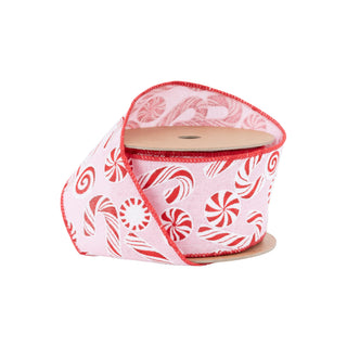 Pink Peppermint Candies Ribbon, 2.5" X 10YD