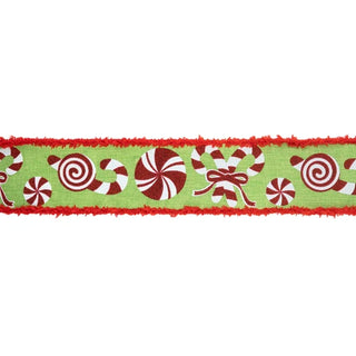 Candy Cane Ribbon with Red Fuzzy Edge, 2.5"X 10Y