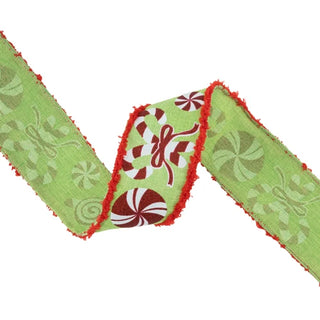 Candy Cane Ribbon with Red Fuzzy Edge, 2.5"X 10Y