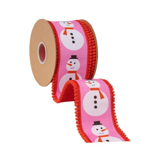 Snowman Ribbon with Red Trim, 2.5"X 10Y