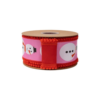 Snowman Ribbon with Red Trim, 2.5"X 10Y